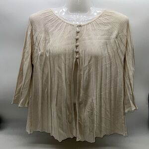 Larry Levine Elegant Cream Women’s Cardigan w/Covered Buttons at Top Size L